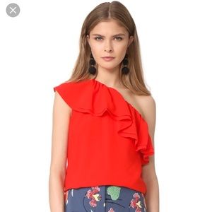 Rececca Taylor one shoulder tank in candy apple